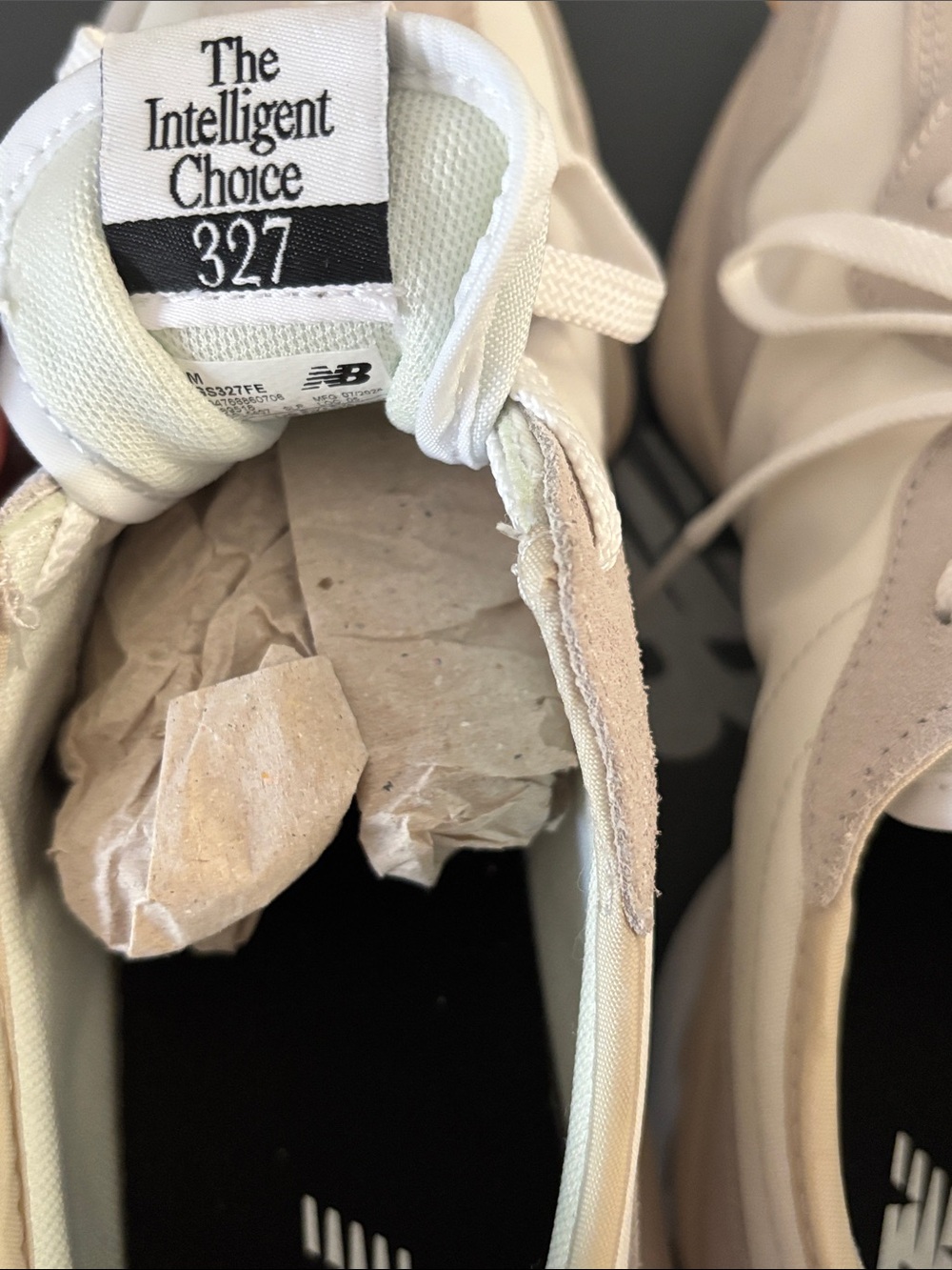 New Balance White, Light Gray & Black Low-Top Sneakers - Picture 6 of 7